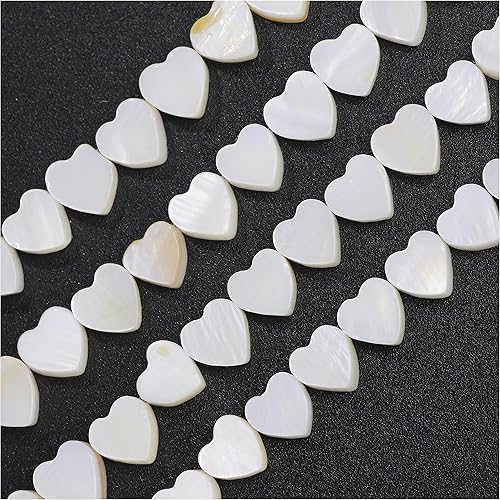 Firstmeet 110 cuentas naturales de madreperla en forma de corazón para fabricación de joyas (DIY-1010-corazónblancoS)