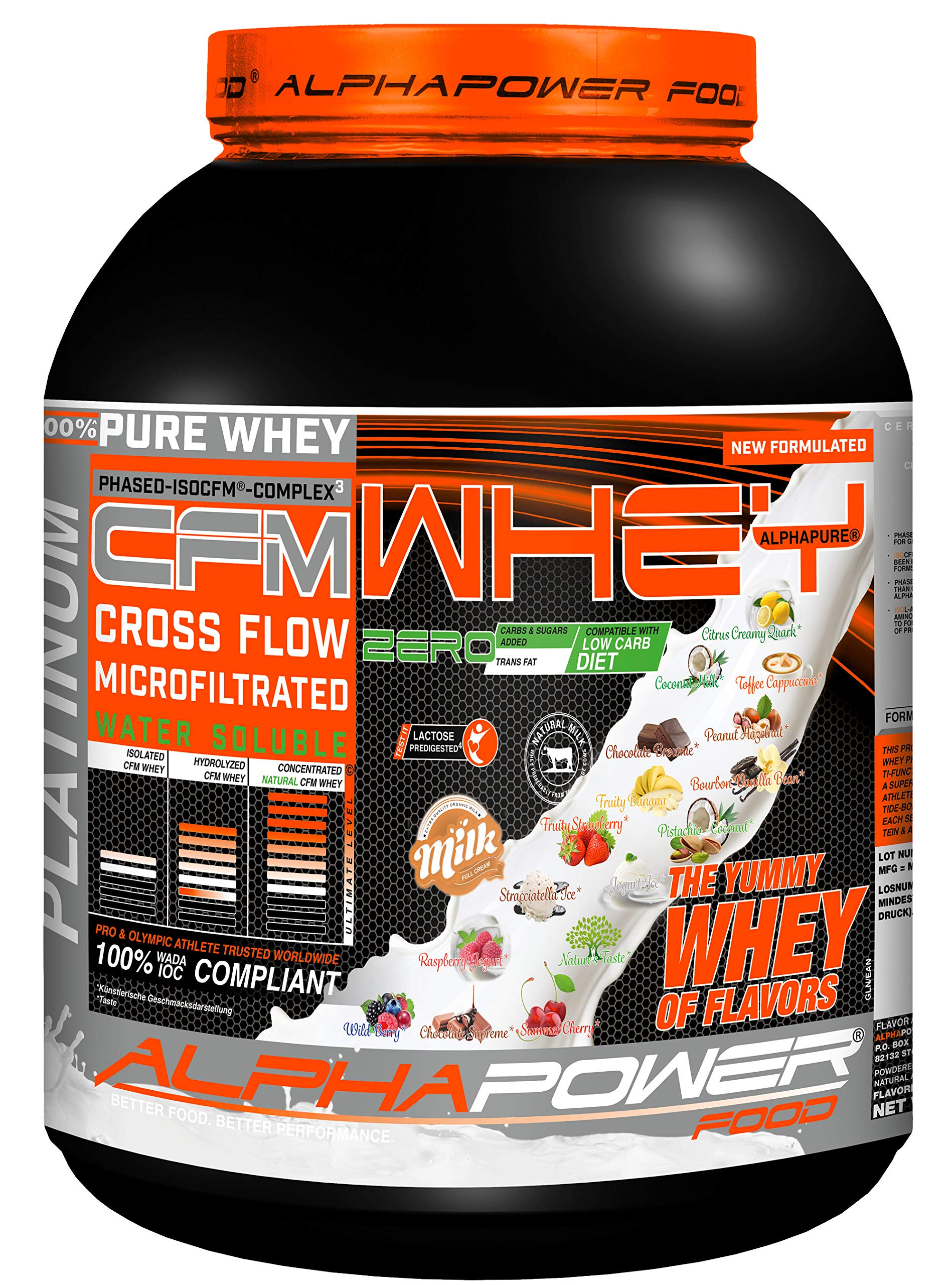 Polvo de proteína de suero de ALPHAPOWER FOOD para el desarrollo muscular, proteína en polvo, aislado de proteína de suero preferiblemente de pastos y origen regional con excelente solubilidad, 2 kg