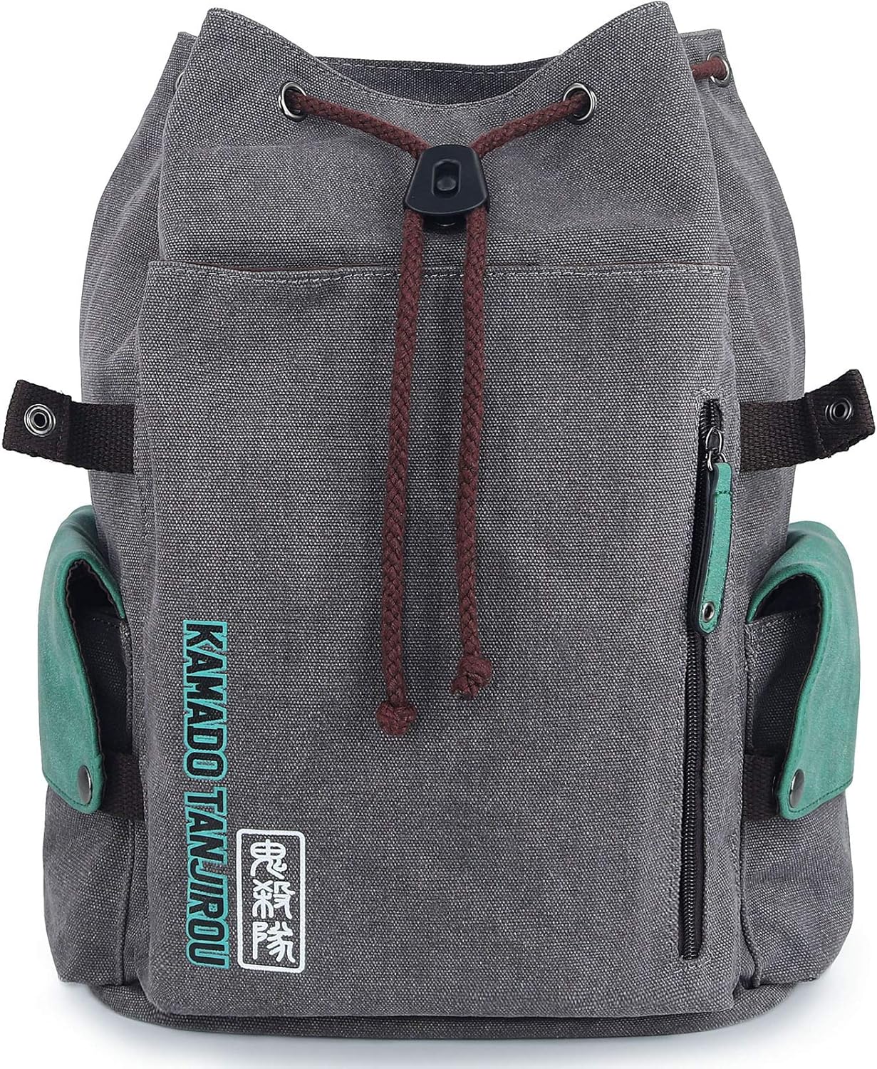 Roffatide Anime Demon Slayer Backpack Canvas Schoolbag Printed Flap Backpack Laptop Back Pack