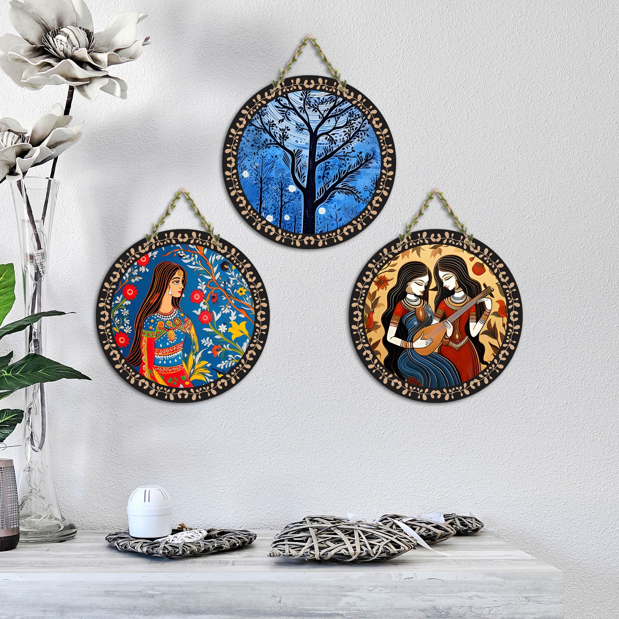 Artvibes Flower Wall Hangings - Set of 3 -10