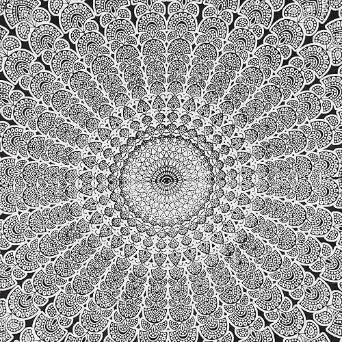 Miniatura 4 de Bless International - Tapiz hippie indio bohemio psicodélico dorado mandala de pavo real azul dorado para colgar en la pared (negro blanco, póster