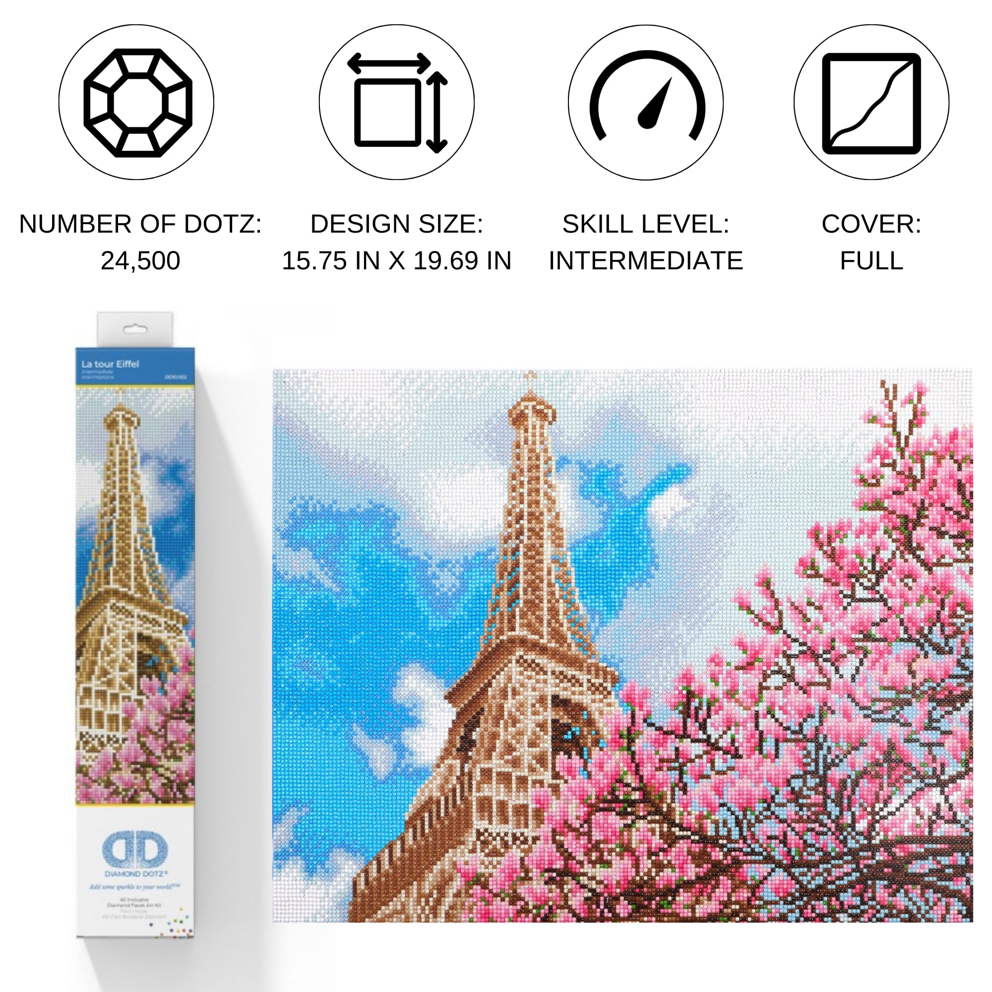 DIAMOND DOTZ Painting Kit, Intermediate, DD10, La Tour Eiffel, 40 x 50cm - Image 2