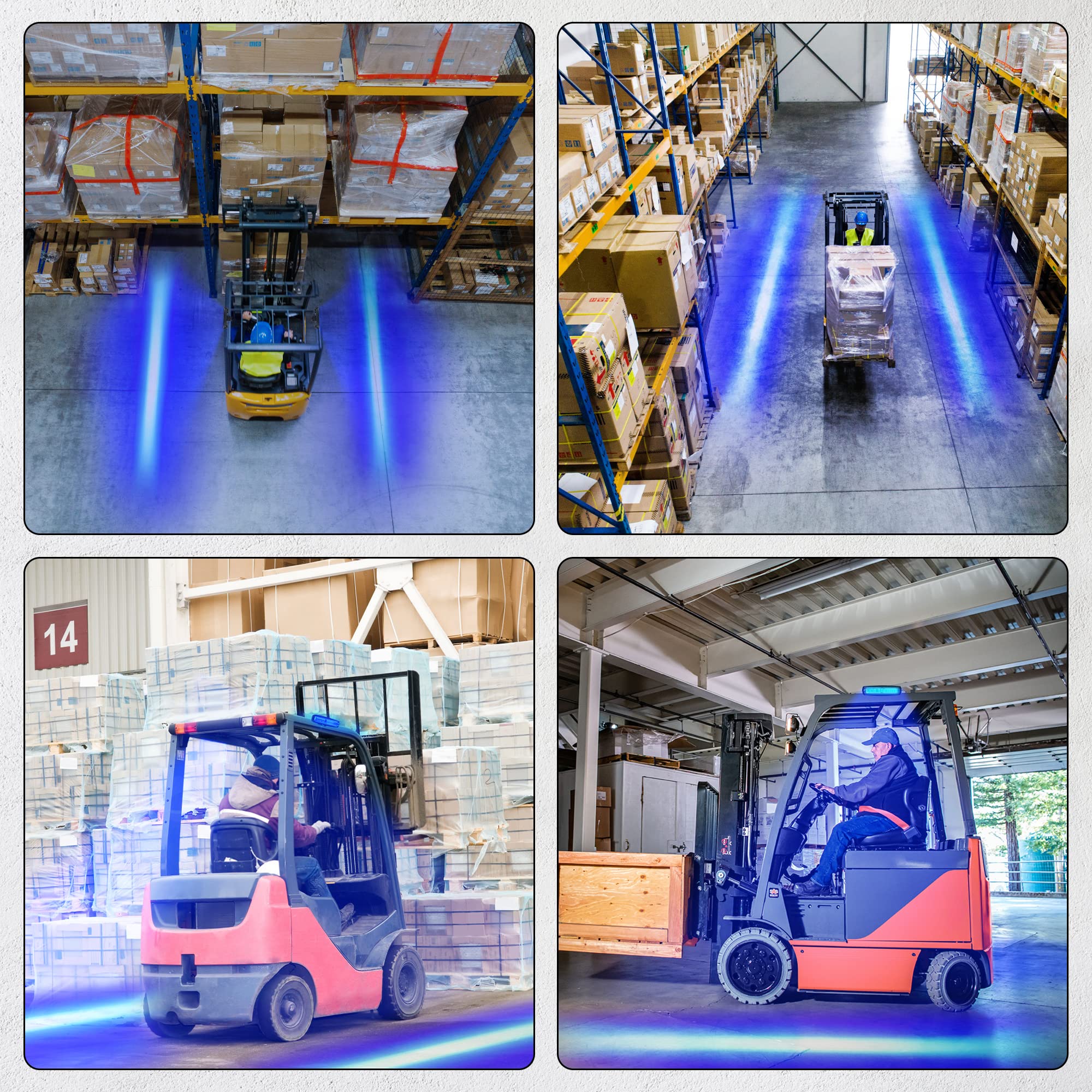 2 PZ Lampada di sicurezza LED 30W per carrello elevatore - Luce di avvertimento - DC 12-80 V