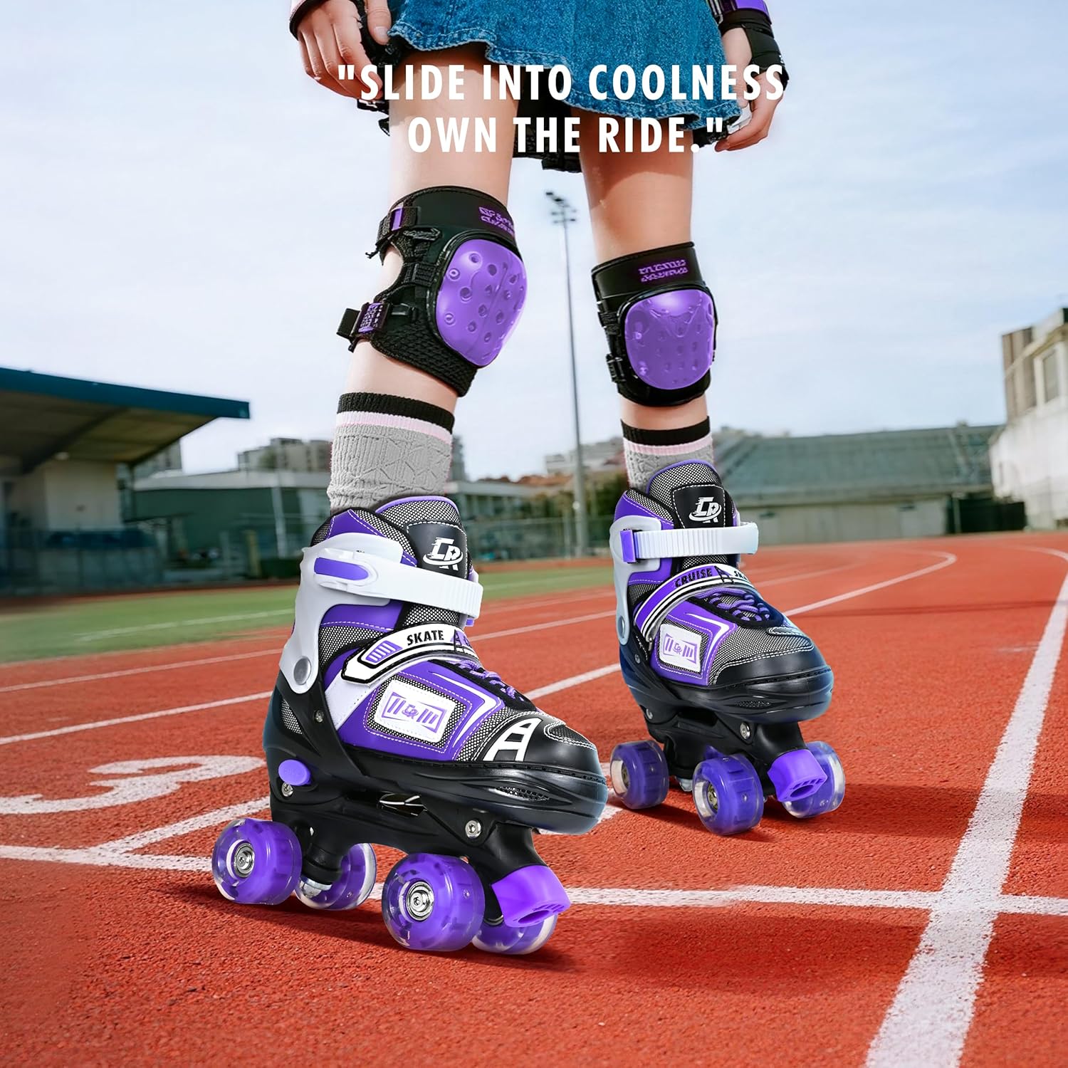 Adjustable Quad Skates for Kids, Teens, and Adults – Light-Up Wheels – Comfortable Fit, Secure Closure, Indoor and Outdoor Roller Skates for Boys and Girls