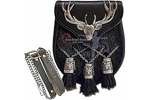 Scottish Traditional Distinctive Handcrafted Leather Sporran for Semi Dress Kilts