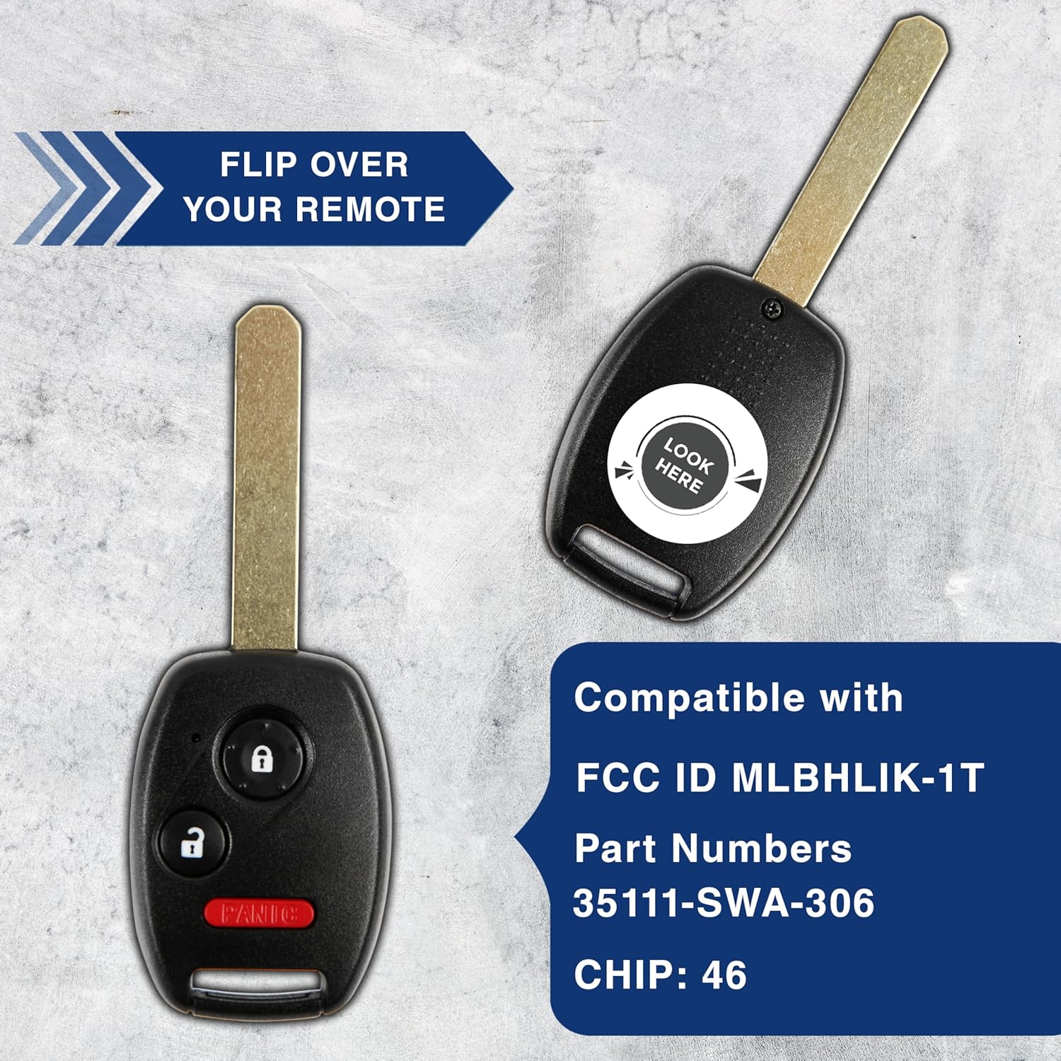 2X KeylessOption Key Fob Replacement for 2007 2008 2009 2010 2011 2012 2013 2014 2015 Honda CR-V CRV Keyless Entry Remote Control, 3-Button MLBHLIK-1T, Locksmith Required