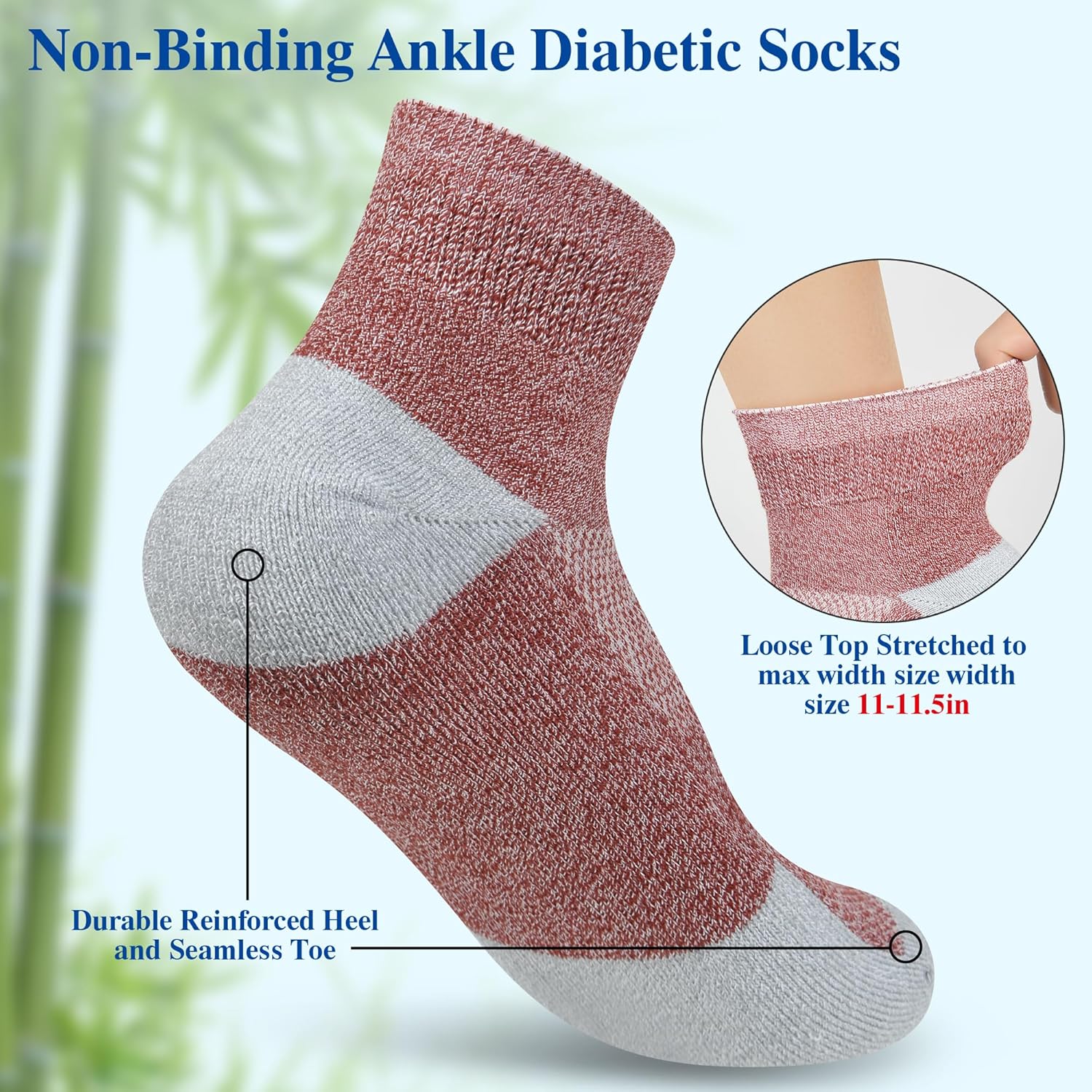 Diabetic Socks for Men,6 Pairs Ankle Mens Diabetic Socks,Diabetic Neuropathy Socks for Men Size 9-11/10-13/13-15. - Image 3