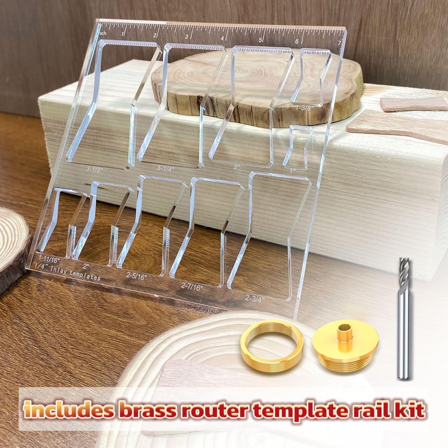 10 in 1 Woodworking Router Templates Set, Butterfly Bowtie Inlay Jig Template, Includes 1/4" Router Bushing Guide Liner, Nut and 1/4 Inch Router Bits for Wood DIY Craft Projects