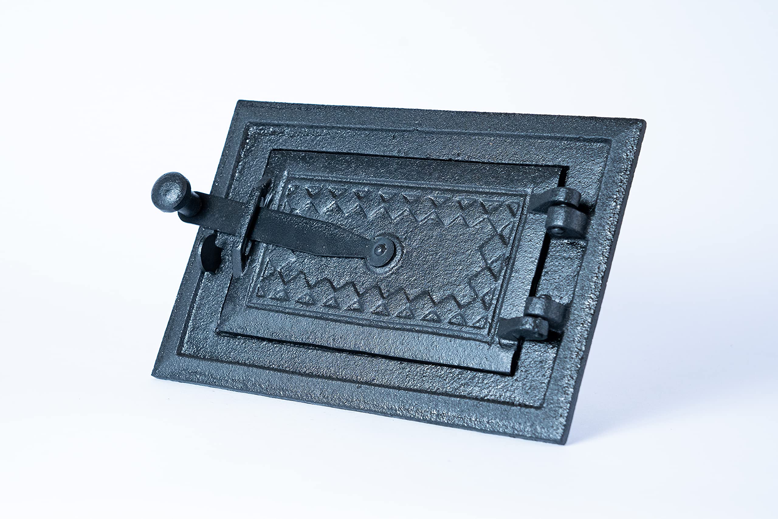 Euro Sezam - puerta de horno de hierro fundido negro - puerta de horno maciza y gruesa - puerta de horno de pizza - DZ067 - puerta simple con cerradura de puerta - 255x170 mm