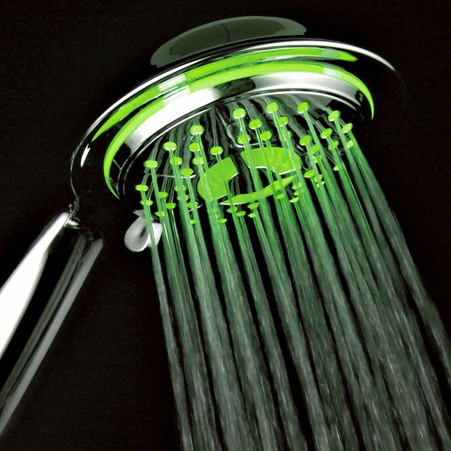 PowerSpa 4-Inch LED Handheld Shower Head with Air Jet LED Turbo Pressure-Boost Nozzle Technology (Premium Chrome)
