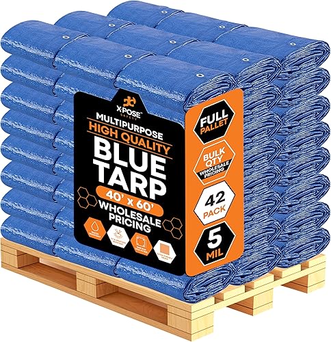 Miniatura 95 de Xpose Safety - Lona de polietileno ligera azul – Funda protectora multiusos, paño de goteo – duradero, impermeable, resistente a la intemperie