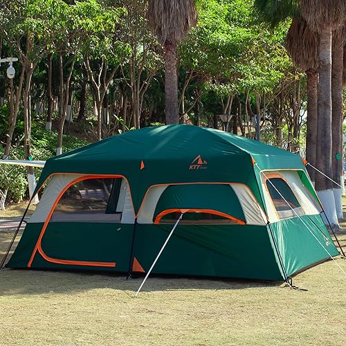 Miniatura 4 de KTT Extra Large Tent 6-10-12-14 Person(B),Family Cabin Tents,2 Rooms,3 Doors and 3 Windows with Mesh,Straight Wall,Waterproof,Double Layer,Big Tent