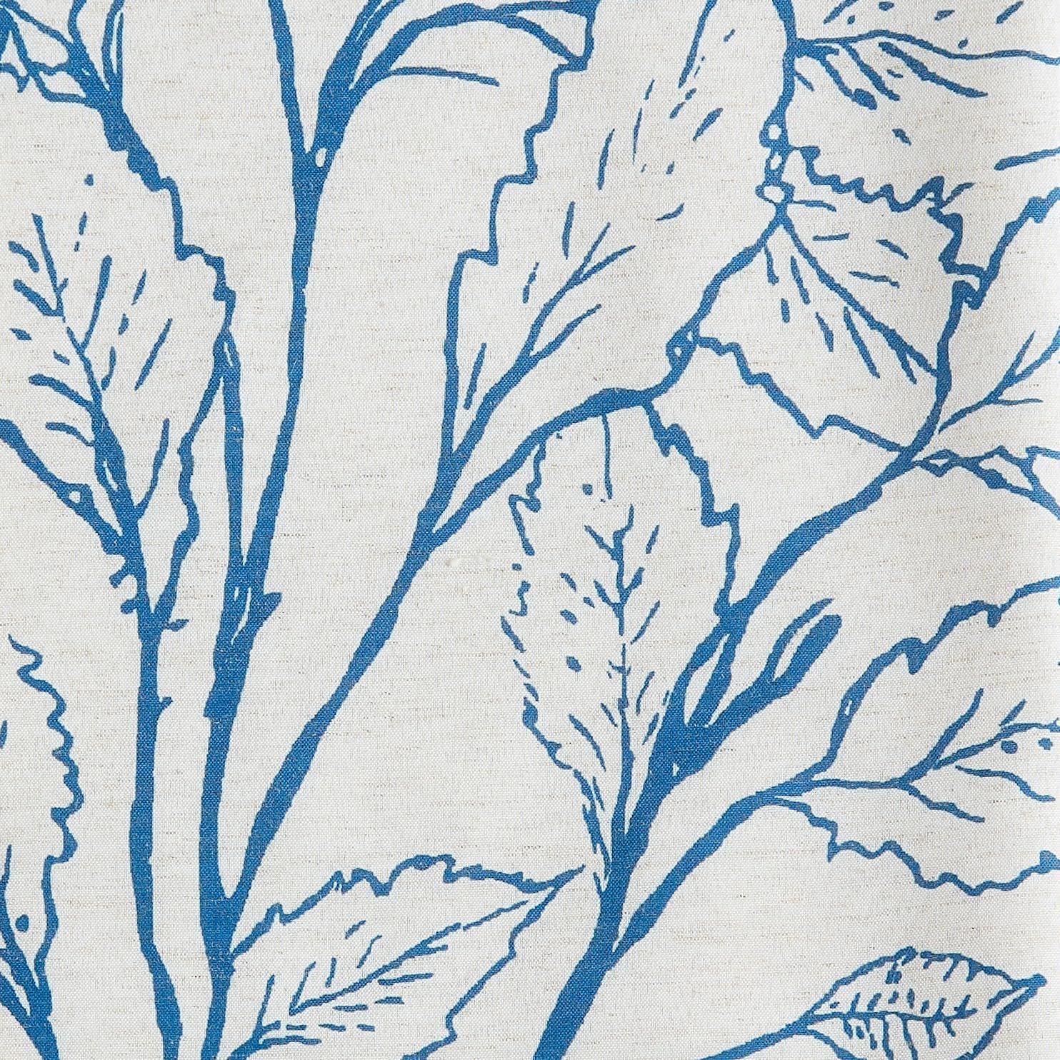 Jubilantex Leaf Linen Curtains for Living Room - Beige Country Farmhouse Semi Sheer 84 Inches Long Kitchen Window Curtains, Navy on Beige 40" Wide