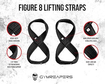 Gymreapers Figure 8 Lifting Straps For Deadlift, Powerlifting, Strongman, Cross Training Strong Weightlifting Wrist Straps For Men, Women