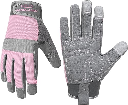 Miniatura 7 de HANDLANDY Guantes de trabajo utilitarios para mujer, flexibles y transpirables, guantes de trabajo de mecánico delgados para pantalla táctil (XS,