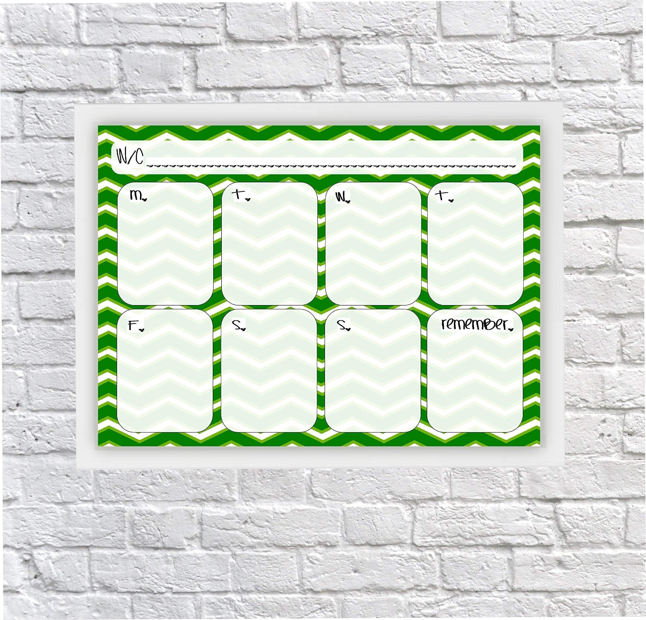 Kids Weekly Calendar, Revision, Weekly Planner, Weekly Schedule, Dry wipe, organiser, Green, Boys, Girls, At a glance, Dry Erase Calendar, Timetable, Homework, Chores