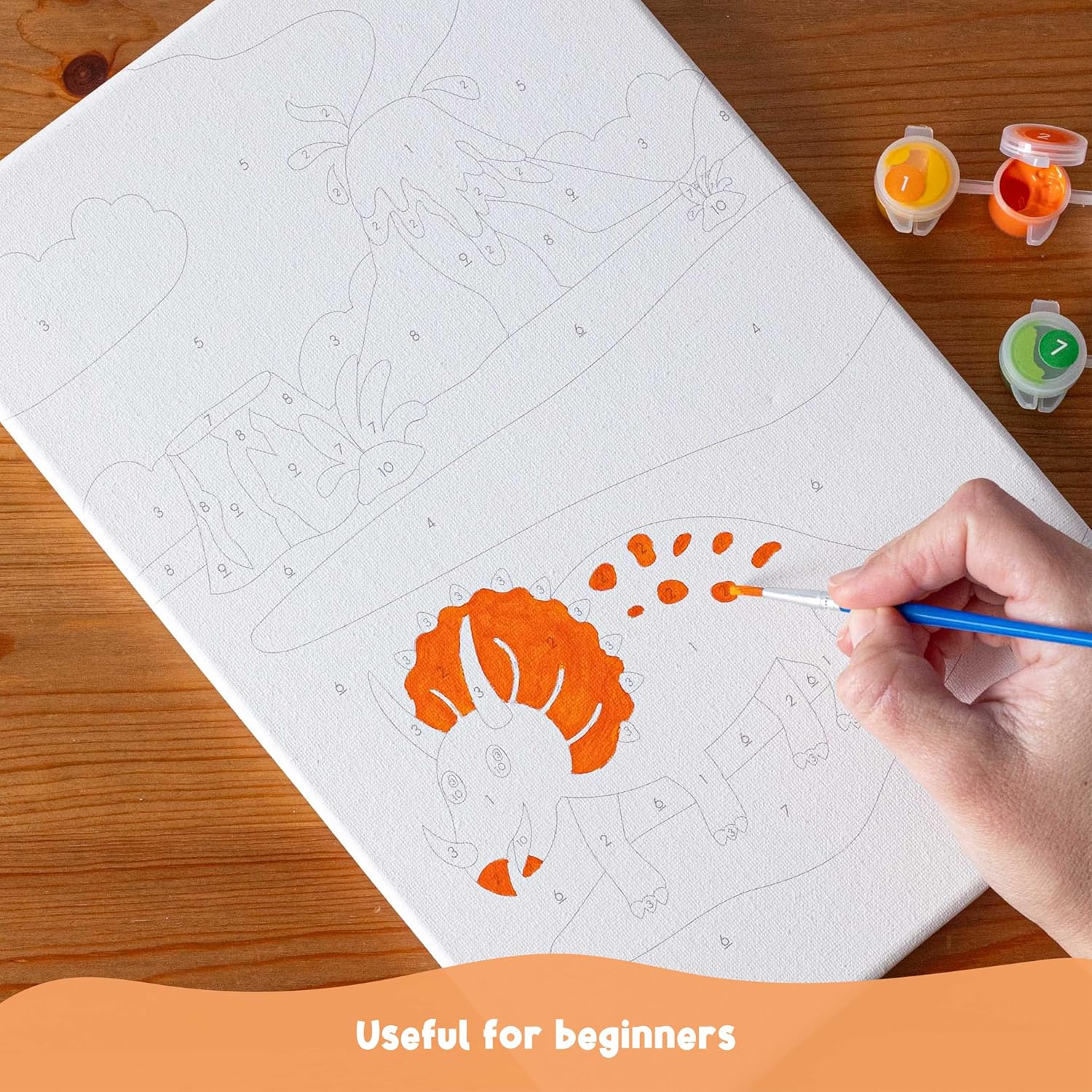 BONNYCO Paint by Numbers Kit for Kids Dinosaurs Pack 3 Canvas. Paint by Number, Canvas Framed Pre Drawn. Dinosaurs Gifts for Boys, Arts and Kids Crafts 4-6 8-12. Pintar por Numeros, Dino Craft