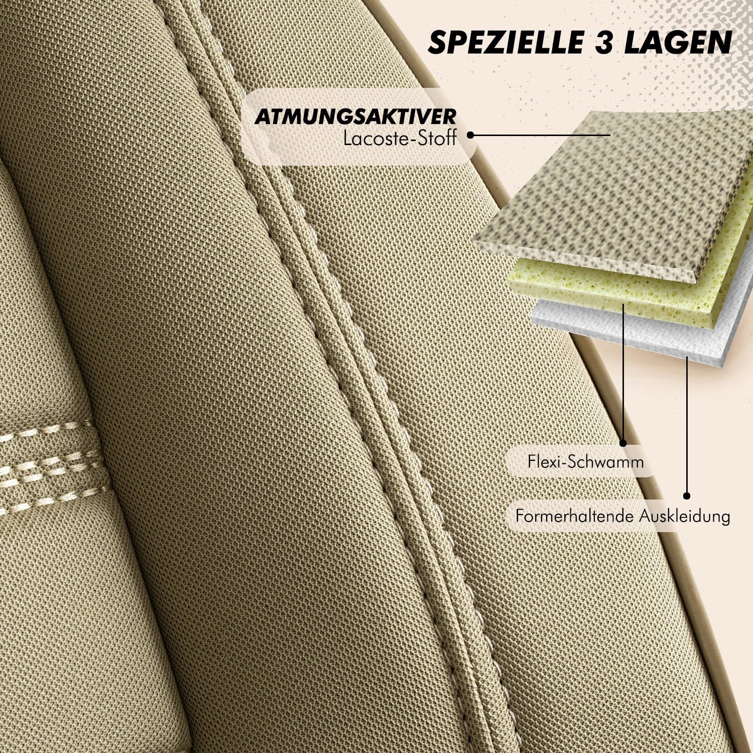 RC Royal Class Auto Sitzbezüge für Pilot Vordersitze Fahrer und Beifahrer kompatibel für Knaus Wohnmobil Caravan in Beige Pilot 2.3 das Sitzbezugsset Auto Zubehör Innenraum