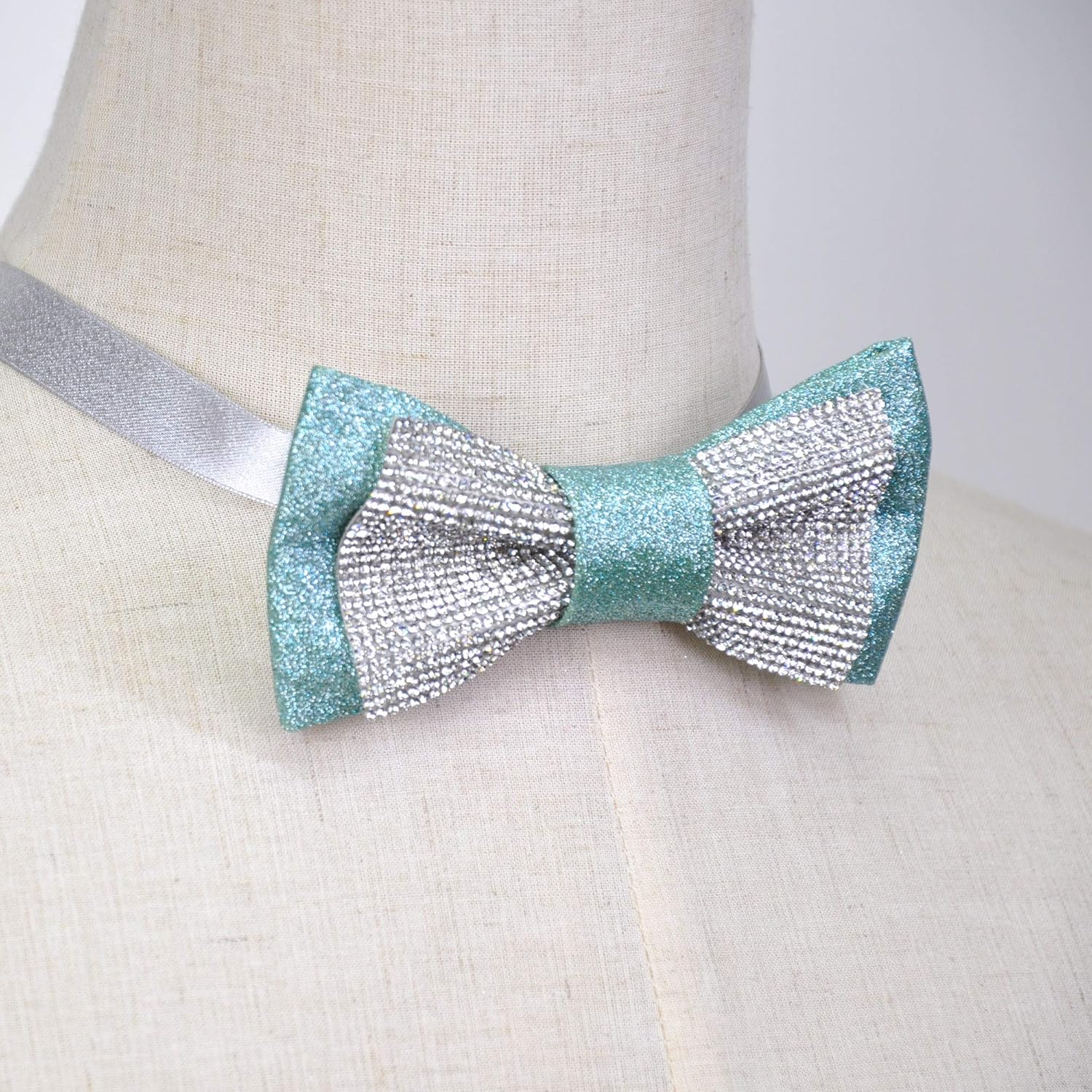 Glitter Pre-tied Bow Ties with Rhinestones for men women | Formal Bowties with Adjustable Length | CK Bow Tie