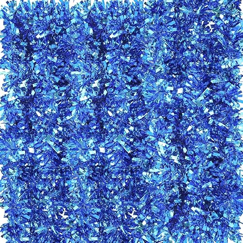 Miniatura 11 de Dingion Guirnalda de oropel de Navidad de 59 pies, adornos metálicos retorcidos para colgar, guirnalda de Navidad con purpurina para árbol de Plata,