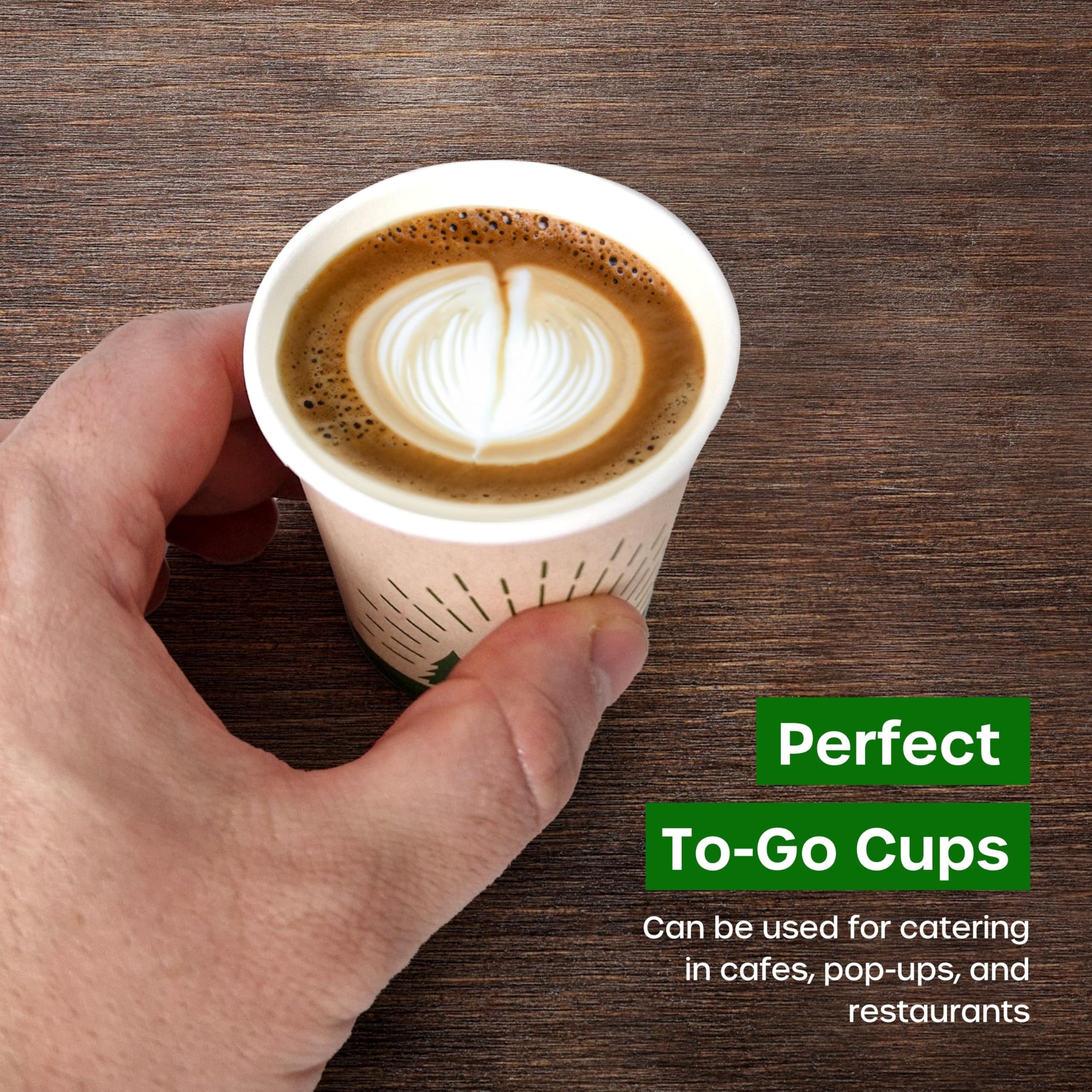 volila Paper Coffee Cups 100 Pack, 4 Oz Recyclable Cups, Disposable Coffee and Tea Paper Cups - Image 3