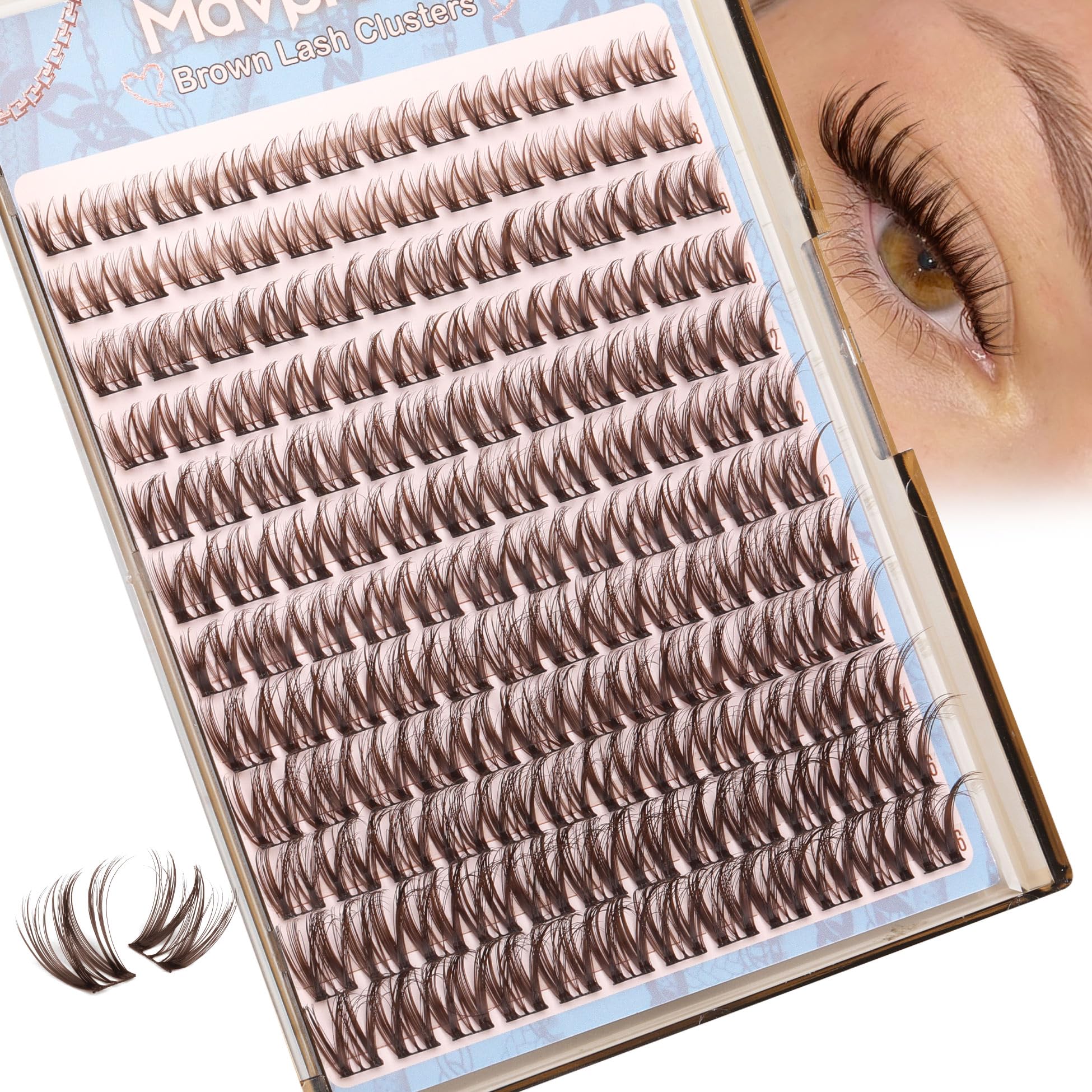 Photo 1 of Flaunt Lash Clusters Brown Eyelash Clusters Fluffy Cluster Lashes Ultra-Dense Lash Clusters Eyelashes Extension Waterproof Individual Lashes Dark Brown Wispy CC-Curly Lash Extensions (144Pcs, 8-16MM)