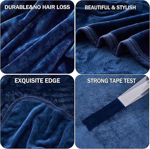 Miniatura 3 de ELNIDO QUEEN Manta de forro polar tamaño King, color azul marino, 108 x 90 pulgadas, ligera, afelpada, acogedora, de lujo, suave, de microfibra (108