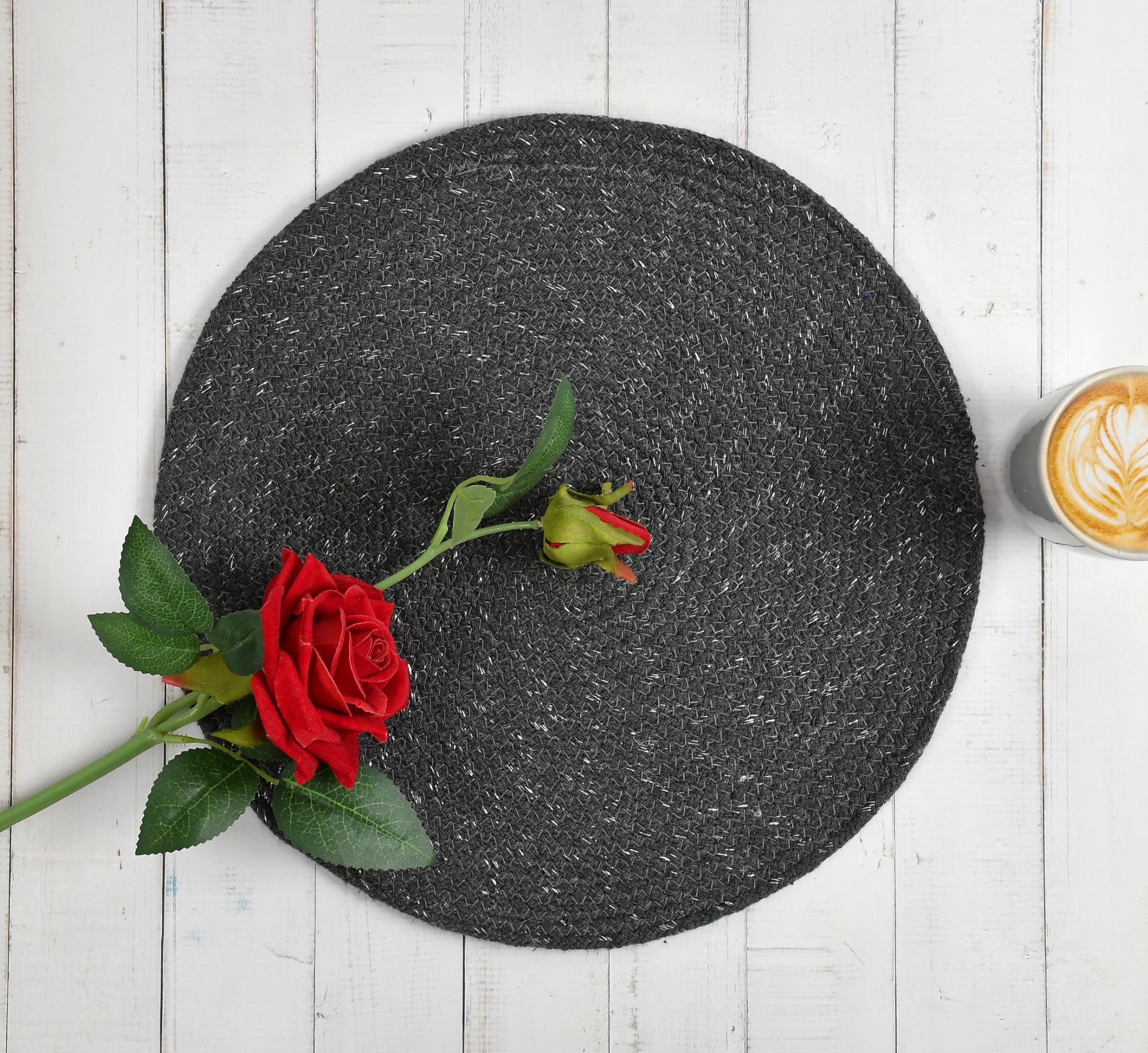 LaVichitra Braided Cotton Placemats 35 Cm Round - Dining Table, Bed Side/Centre Table/Shelves - Grey - 2 Piece (B0D79HF9FY) Amazon Price History, Amazon Price Tracker