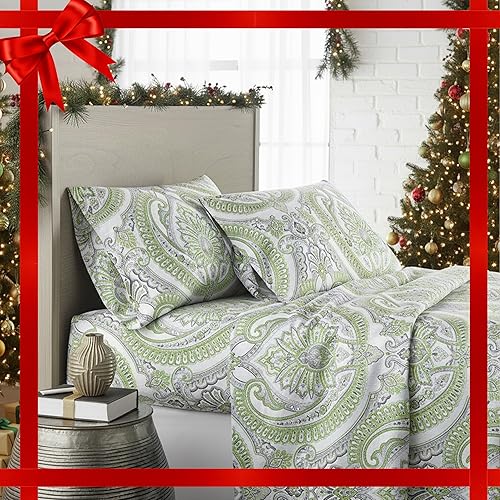 Miniatura 50 de Southshore Fine Living, Inc. Colección Perfect Paisley, juego de sábanas de 4 piezas para cama tamaño king con bolsillo extra profundo, sábana Azul