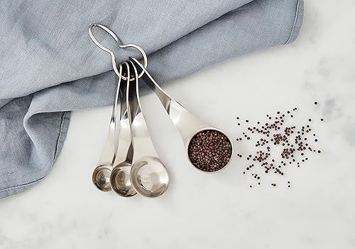 Miniatura 4 de nambe Twist - Juego de 4 cucharas medidoras | Incluye 1/4 cucharadita, 1/2 cucharadita, 1 cucharadita, 1 cucharada | Tazas medidoras de acero