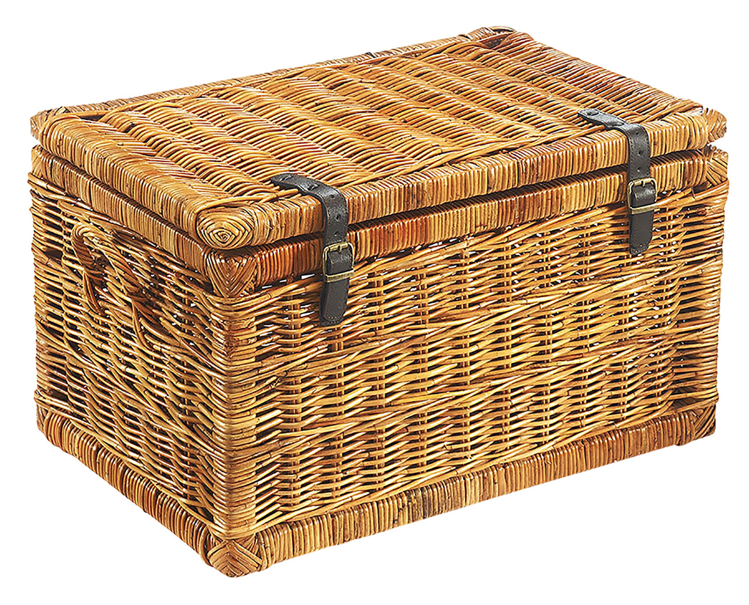 Kobolo Truhe Korbtruhe Sitztruhe – Rattan – lacak braun – 70x45x40 cm
