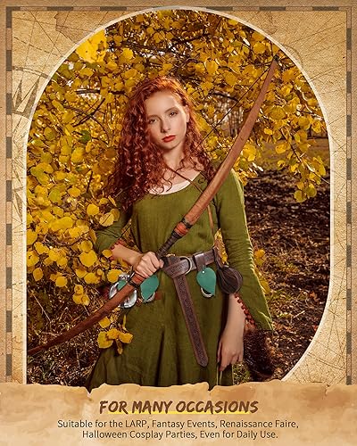 Vista 71 de Sweetude Cinturón renacentista medieval vikingo poción botellas de cuero cinturón bolsa falda senderismo 6 piezas