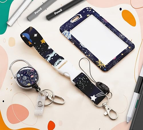 Miniatura 7 de Soporte para tarjetas de identificación con cordón, soporte retráctil para tarjetas de identificación, correa desmontable para el cuello con carrete