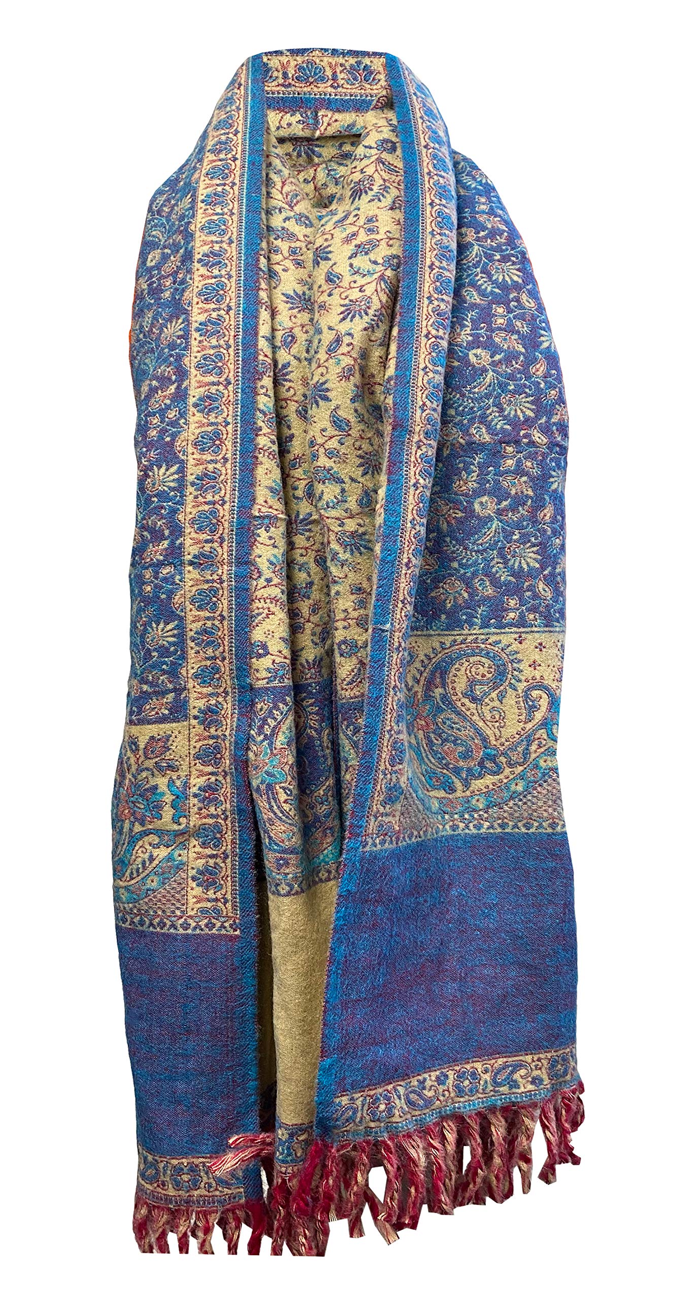 Winterschal aus reiner Yakwolle, weich, warm, handgefertigt, Hellblau, blau, Einheitsgröße