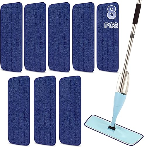 Juego de 8 cabezales de repuesto de trapeador de microfibra para mopas húmedas y secas, repuestos de repuesto reutilizables para sistema de cuidado