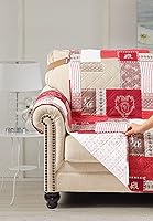 Vista 3 de Brilliant Sunshine Funda de sofá de retazos con diseño de corazón de amor burdeos, funda acolchada para sofá de dos plazas de 54 pulgadas de ancho