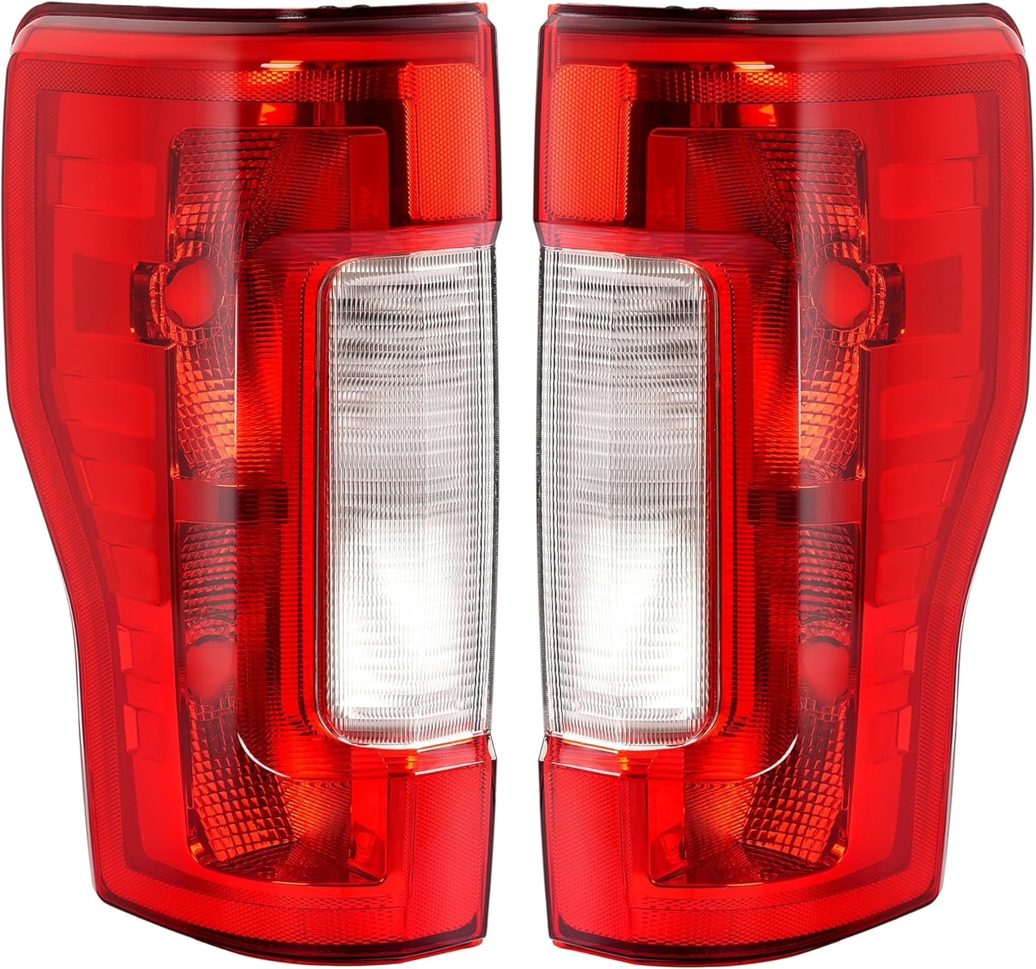 ECOTRIC Pair Tail Light Halogen Compatible with 2017-2019 Ford F250 F350 F450 Super Duty Pickup Rear Taillight Lamp Replacement for FO2800256 FO2801256 Clear Red Lens+Chrome Housing Left&Right Side