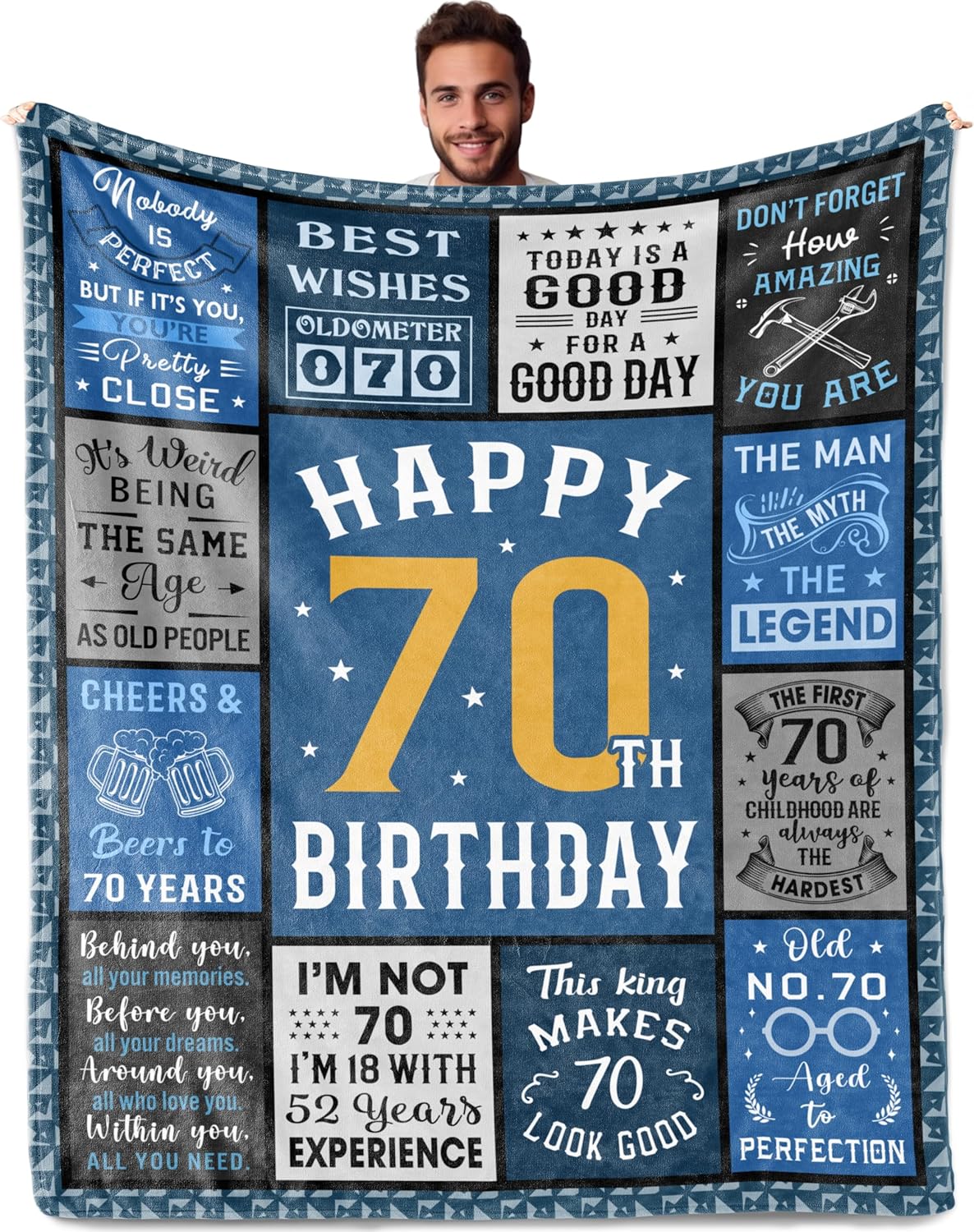 70th Birthday Gifts for Men Women, Best 70th Birthday Decorations for Men, 70 Year Old Birthdays Gift for Man, Funny 1955 Birthdays Gift for Man Ideas Blanket 50"X60"