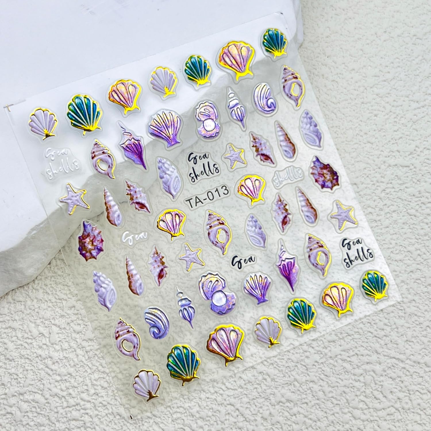 2 Sheets Summer Nail Art Stickers 5D Embossed Beach Shell Starfish Cute Dolphin Mermaid Pearl Jellyfish Designs Self Adhesive Nails Supplies Blue Summer Sea Theme Manicure Decorations for Women - Image 4