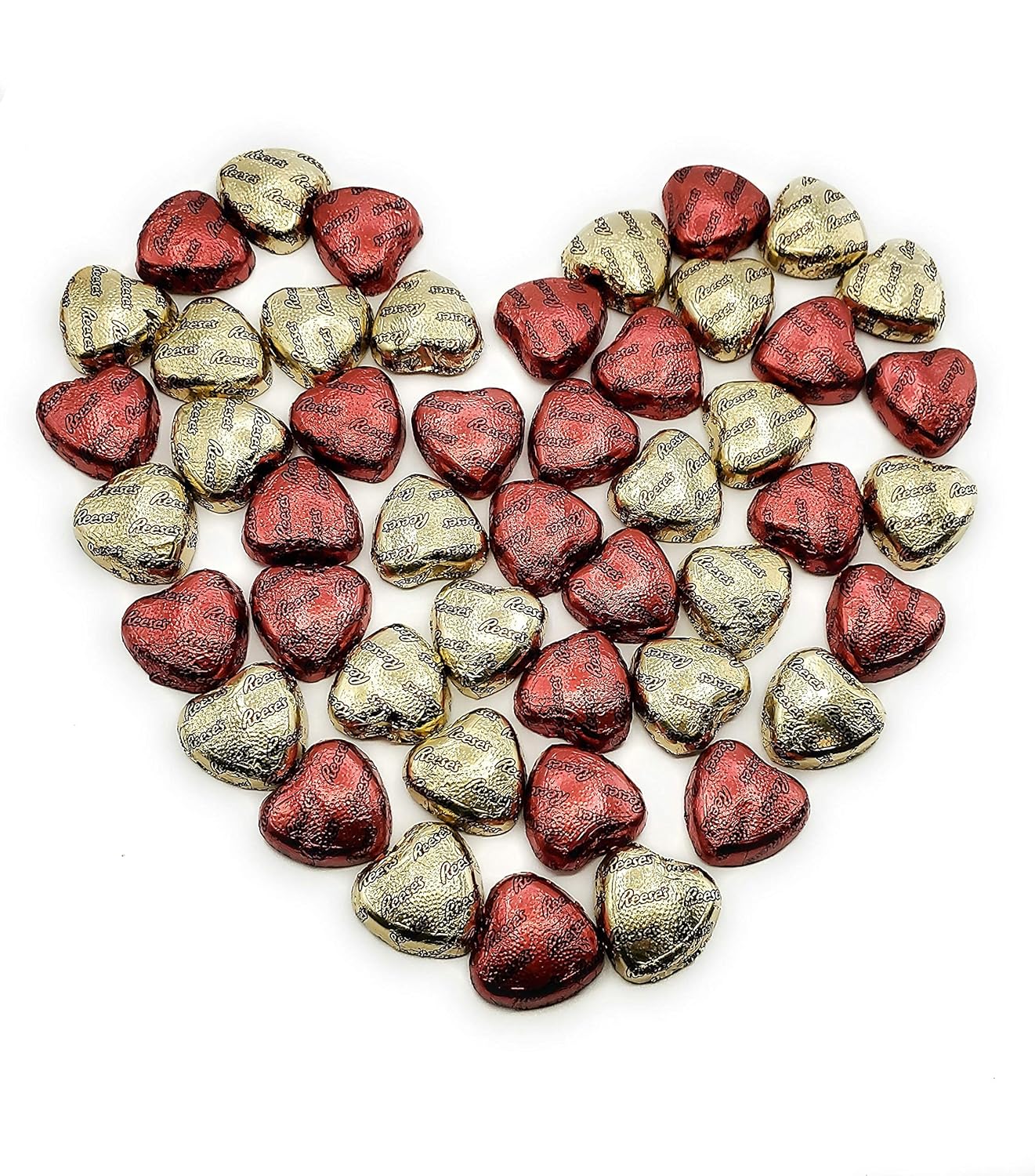 REESES Valentines Day Chocolate, Reeses Milk Chocolate Peanut Butter Hearts, Gold and Red Foils, (2 Pounds) : Grocery & Gourmet Food