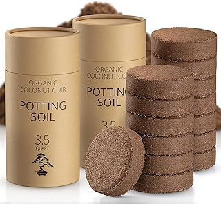 Coconut Coir Potting Soil for Indoor Plants - Expands to 7 Quart (15 lb) | Bonsai Soil Discs Perfect for General Houseplan...