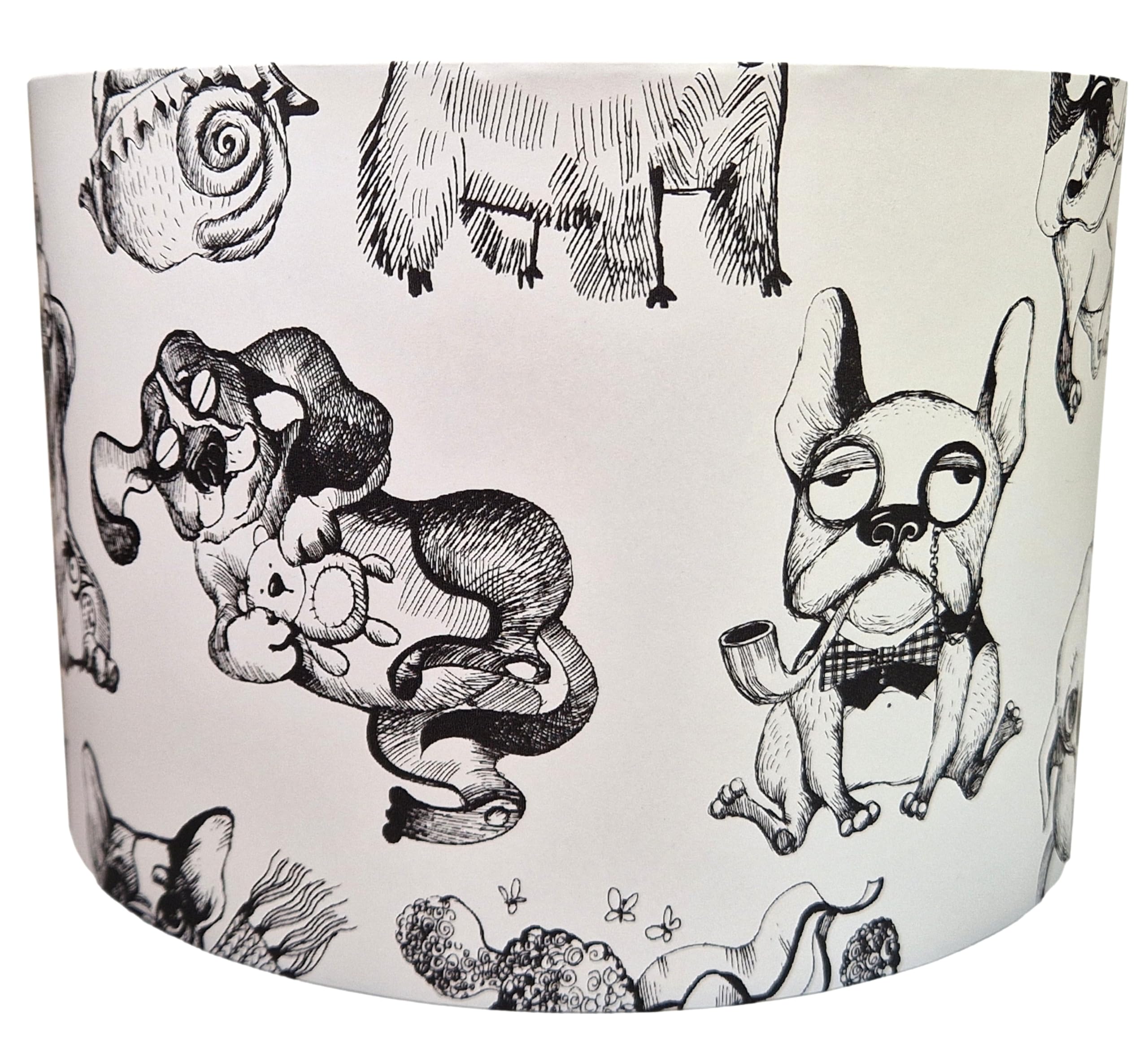Dog Lampshade for Ceiling or Table Lamps, Funky Animal Drum Light Shade, 25cm or 30cm