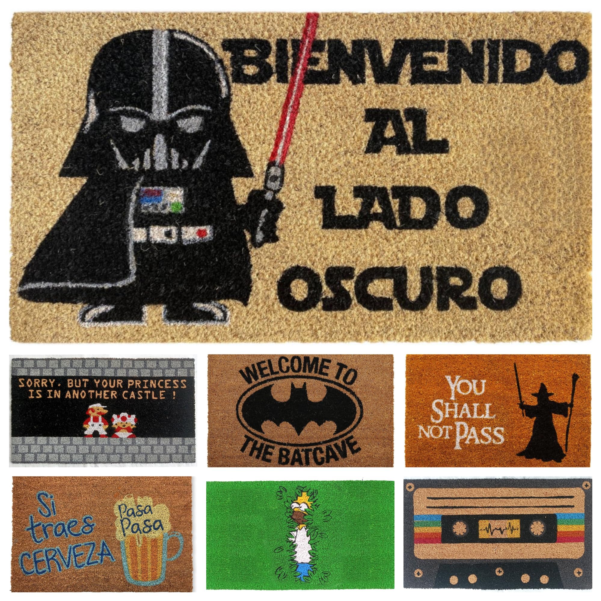 DONATELLA Felpudo Coco Dibujo con Base Antideslizante de PVC - 40x70 cm, Darth Vader