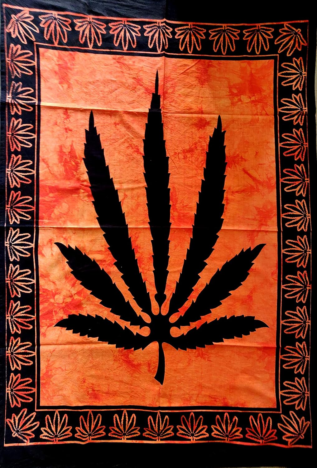 ICC Marijuana Leaf Poster Cannabis Leaf Poster Hippie Decor Pot Flag Tapestry Wall Hanging Dorm Collage Color Me Weed Leaf Bohemian Art Psychedelic Small Hippie Rasta Ganja 30x40 inches (Orange)