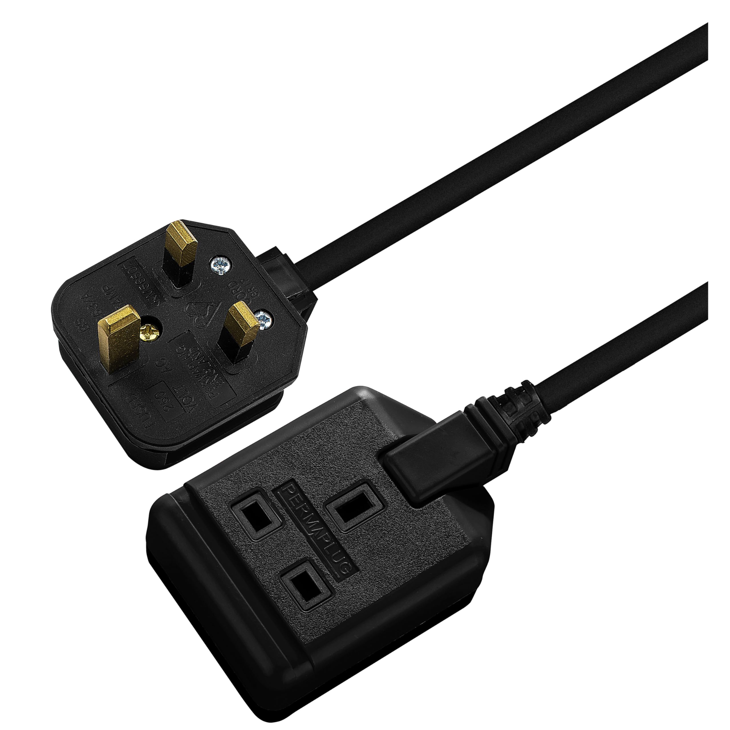 Masterplug Heavy Duty Single Socket Extension Lead, 5 Metres, Black