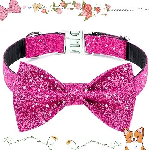 Miniatura 2 de Collar para perro con lazo, collar de perro con lazo para cachorros, perros pequeños y medianos, caminar a diario o fiestas de vacaciones (rosa
