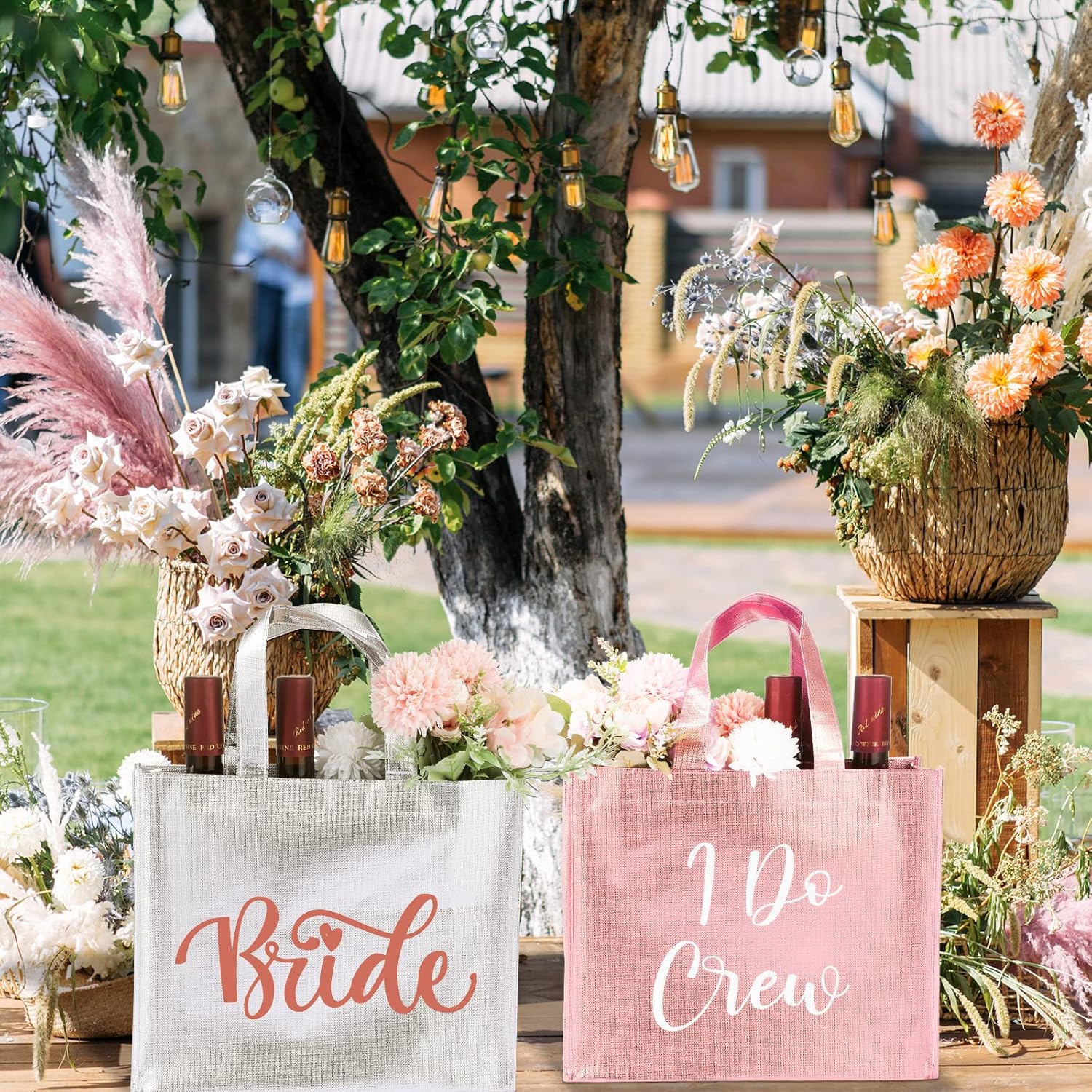 Cindeer 12 Pcs Bridesmaid Bags Holographic Bachelorette Gift Bags Glossy(Silver, Rose Gold,I Do Crew) - Image 7