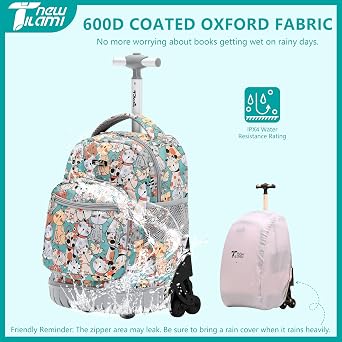 NEW TILAMI Rolling Backpack with Wheels for Girls Boys 18 Inch Kids Laptop Backpack School Travel