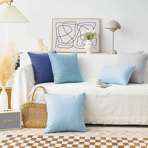 Miniatura 6 de Home Brilliant - Fundas de almohada de lino (2 unidades), Verde azulado, 18" x 18"