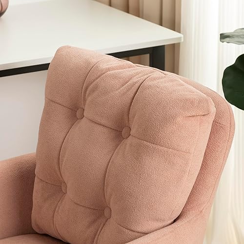 Miniatura 9 de Silla de oficina de franela, cómodas sillas de escritorio de oficina en casa con soporte lumbar, silla de escritorio moderna de terciopelo con patas